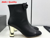 Chanel Short Boots in Black Lambskin and Grosgrain G45695 Replica