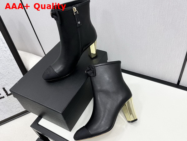 Chanel Short Boots in Black Lambskin and Grosgrain G45695 Replica