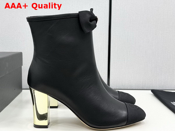 Chanel Short Boots in Black Lambskin and Grosgrain G45695 Replica