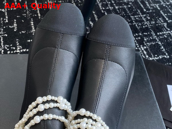 Chanel Short Boots in Black Stretch Lambskin Grosgrain Imitation Pearls Metal G45794 Replica