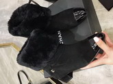 Chanel Short Boots in Black Suede and Lamb Hair