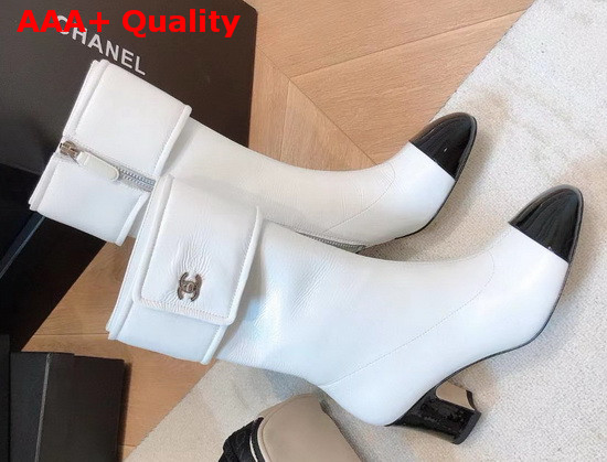 Chanel Short Boots in White Crumpled Calfskin Replica