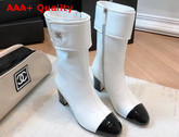 Chanel Short Boots in White Crumpled Calfskin Replica