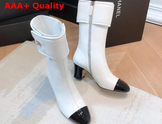 Chanel Short Boots in White Crumpled Calfskin Replica