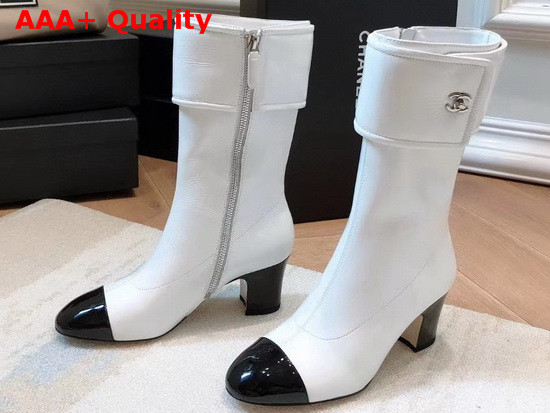 Chanel Short Boots in White Crumpled Calfskin Replica