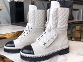 Chanel Short Boots with Pearl Studs White Calfskin G33185