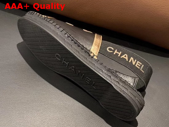 Chanel Slingback Espadrilles Black and Gold Lambskin Replica