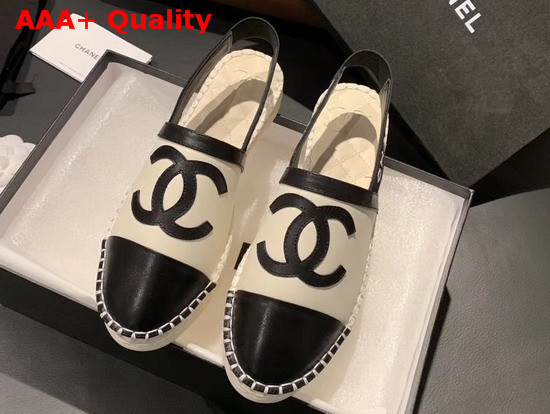 Chanel Slingback Espadrilles Ivory and Black Lambskin Replica