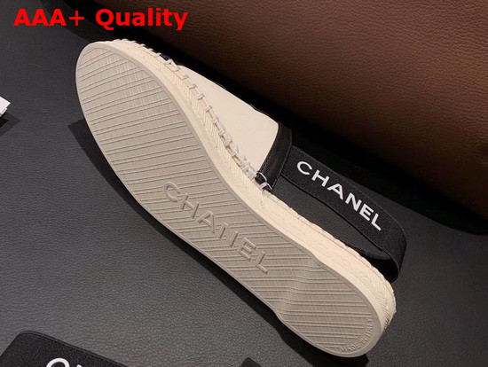 Chanel Slingback Espadrilles Ivory and Black Lambskin Replica