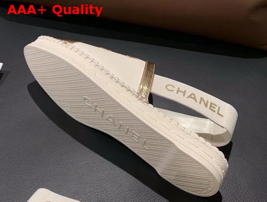 Chanel Slingback Espadrilles Ivory and Gold Lambskin Replica