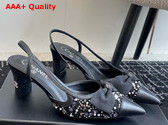 Chanel Slingbacks Black Embroidery Strass and Lambskin Replica