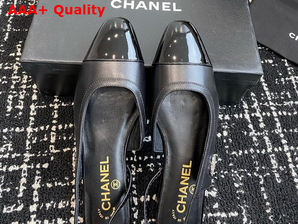 Chanel Slingbacks Black Lambskin And Patent Calfskin G46000 Replica