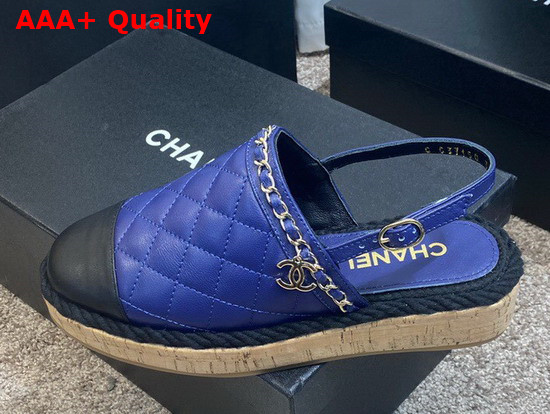 Chanel Slingbacks Blue and Black Lambskin Replica