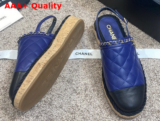 Chanel Slingbacks Blue and Black Lambskin Replica