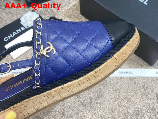 Chanel Slingbacks Blue and Black Lambskin Replica