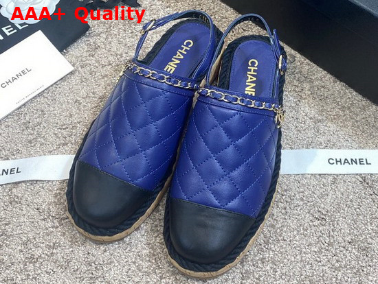 Chanel Slingbacks Blue and Black Lambskin Replica