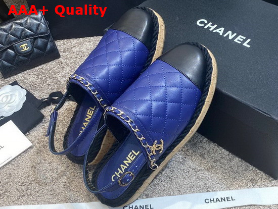 Chanel Slingbacks Blue and Black Lambskin Replica