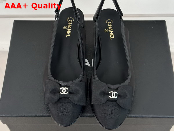 Chanel Slingbacks Fabric Lambskin and Grosgrain Black Ref G45689 Replica