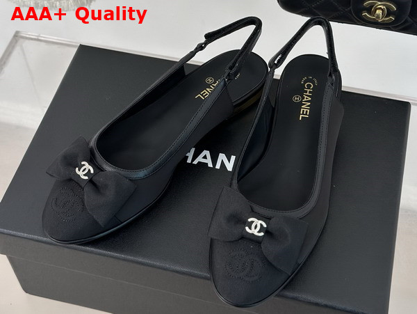 Chanel Slingbacks Fabric Lambskin and Grosgrain Black Ref G45689 Replica