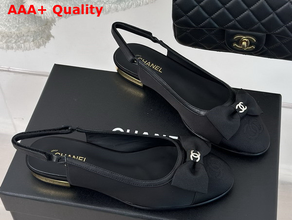 Chanel Slingbacks Fabric Lambskin and Grosgrain Black Ref G45689 Replica