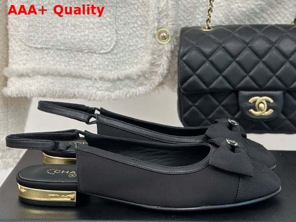 Chanel Slingbacks Fabric Lambskin and Grosgrain Black Ref G45689 Replica