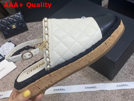 Chanel Slingbacks Ivory and Black Lambskin Replica