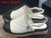 Chanel Slingbacks Ivory and Black Lambskin Replica