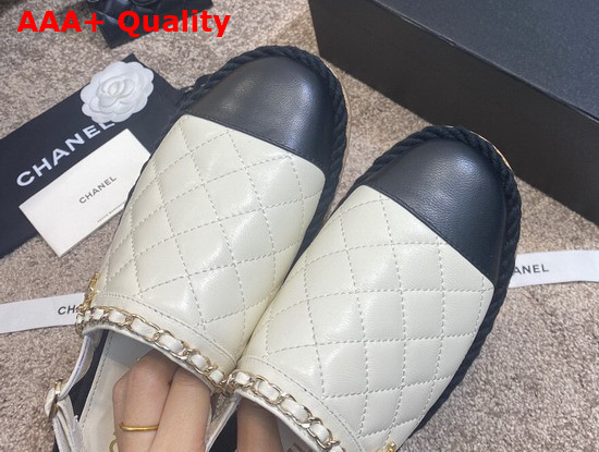 Chanel Slingbacks Ivory and Black Lambskin Replica