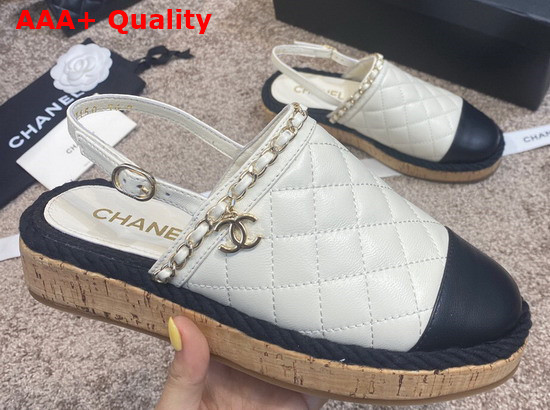 Chanel Slingbacks Ivory and Black Lambskin Replica