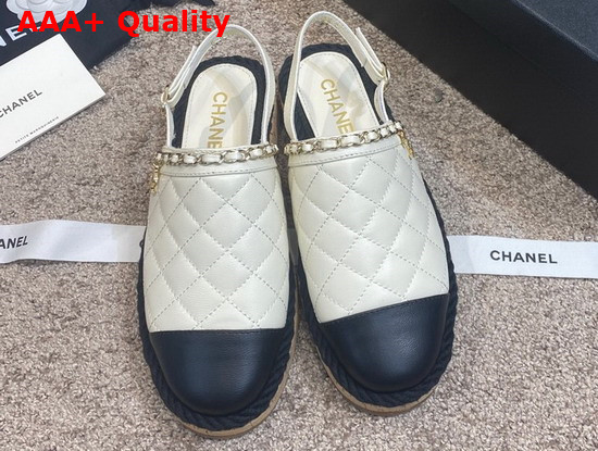 Chanel Slingbacks Ivory and Black Lambskin Replica