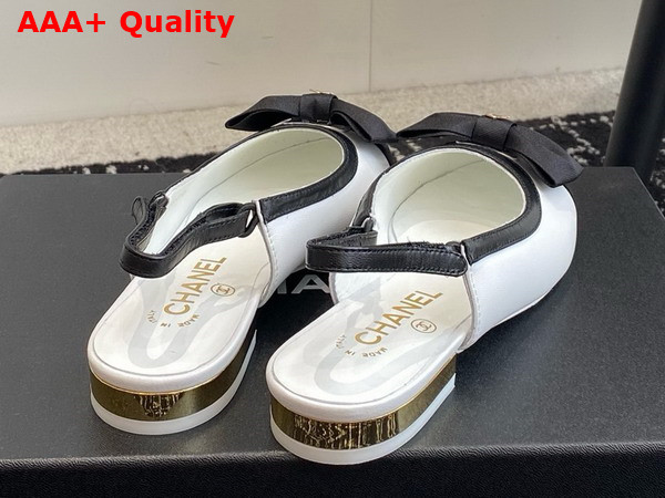 Chanel Slingbacks Lambskin and Grosgrain White and Black Ref G45689 Replica