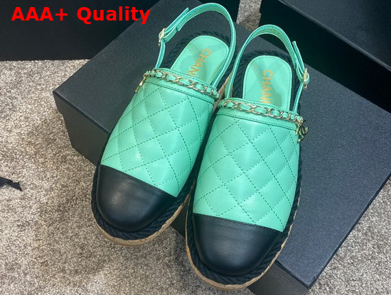 Chanel Slingbacks Turquoise and Black Lambskin Replica