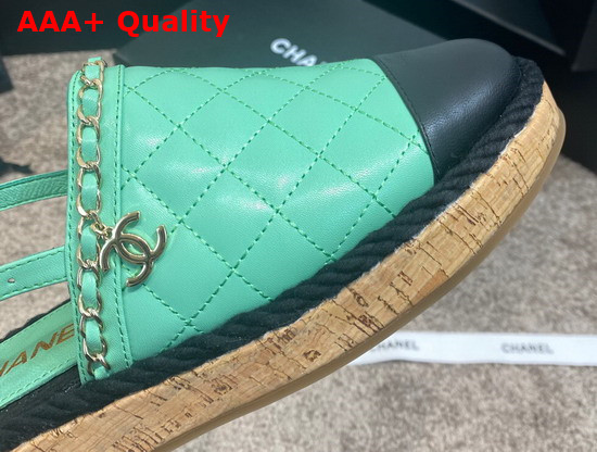 Chanel Slingbacks Turquoise and Black Lambskin Replica