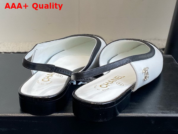 Chanel Slingbacks White Lambskin and Black Patent Calfskin G46000 Replica