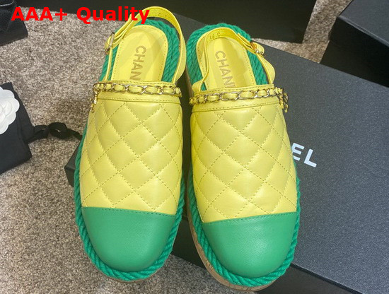 Chanel Slingbacks Yellow and Green Lambskin Replica