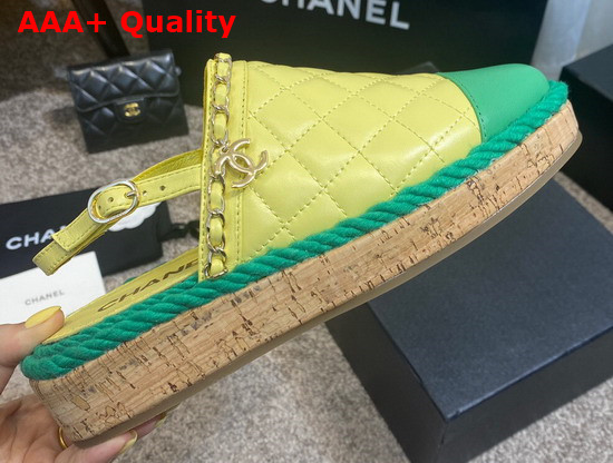 Chanel Slingbacks Yellow and Green Lambskin Replica