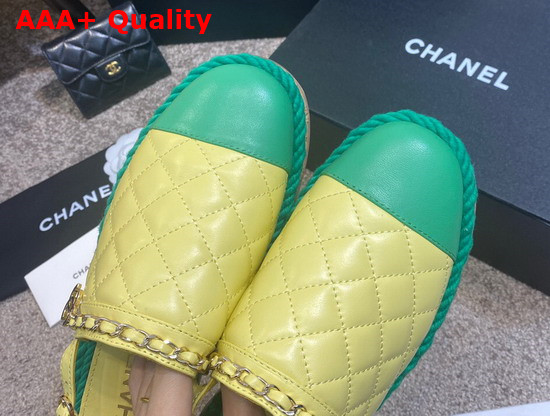 Chanel Slingbacks Yellow and Green Lambskin Replica