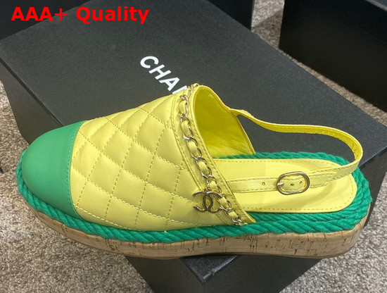 Chanel Slingbacks Yellow and Green Lambskin Replica