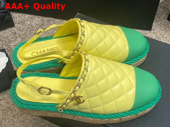 Chanel Slingbacks Yellow and Green Lambskin Replica