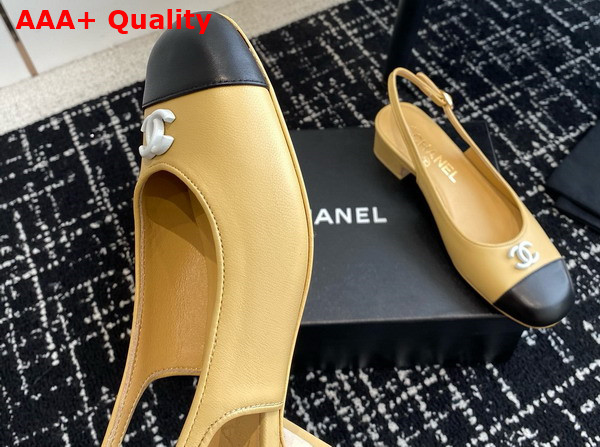 Chanel Slingbacks in Beige and Black Lambskin G45768 Replica