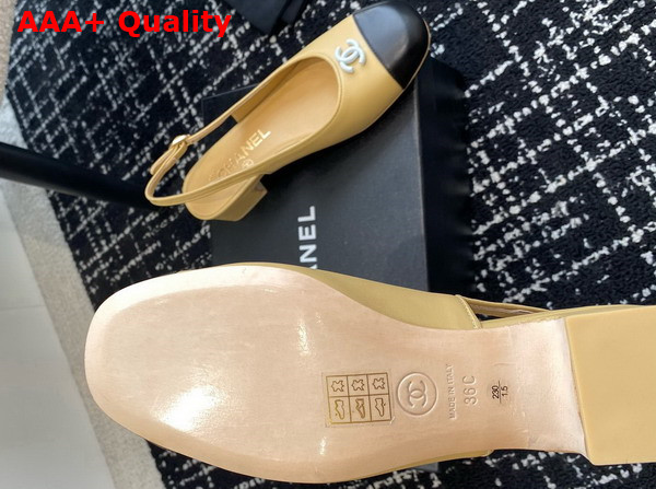 Chanel Slingbacks in Beige and Black Lambskin G45768 Replica