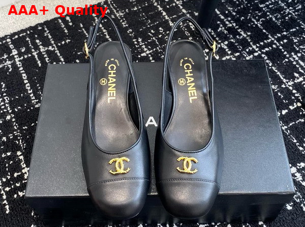 Chanel Slingbacks in Black Calfskin G45768 Replica