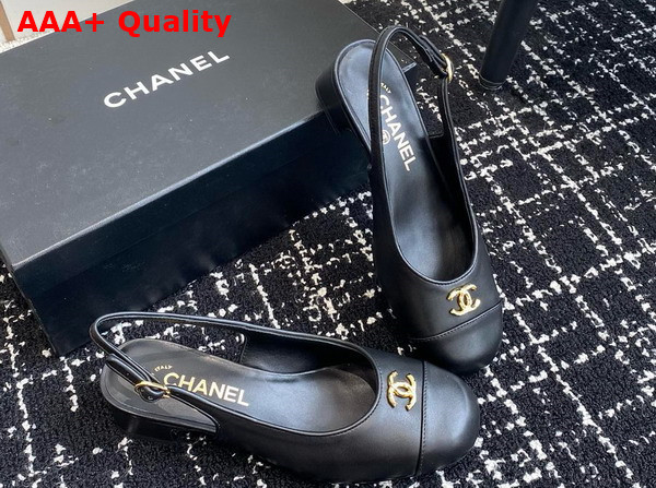 Chanel Slingbacks in Black Calfskin G45768 Replica