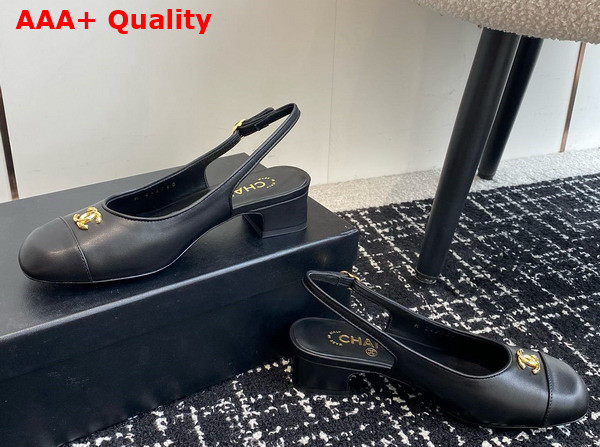 Chanel Slingbacks in Black Calfskin G45768 Replica