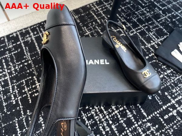 Chanel Slingbacks in Black Calfskin G45768 Replica