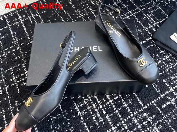 Chanel Slingbacks in Black Calfskin G45768 Replica