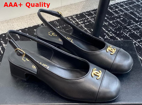 Chanel Slingbacks in Black Calfskin G45768 Replica