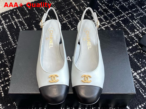 Chanel Slingbacks in White and Black Lambskin G45768 Replica