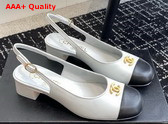 Chanel Slingbacks in White and Black Lambskin G45768 Replica