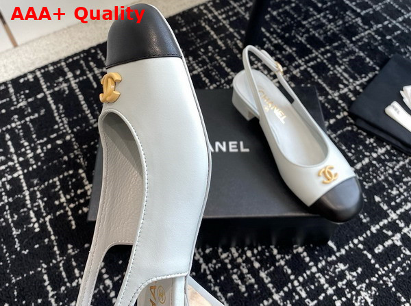 Chanel Slingbacks in White and Black Lambskin G45768 Replica